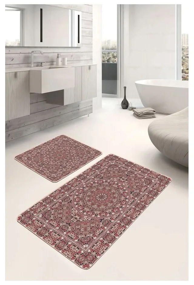 Barna bársony fürdőszobai kilépő szett 2 db-os 60x100 cm – Mila Home