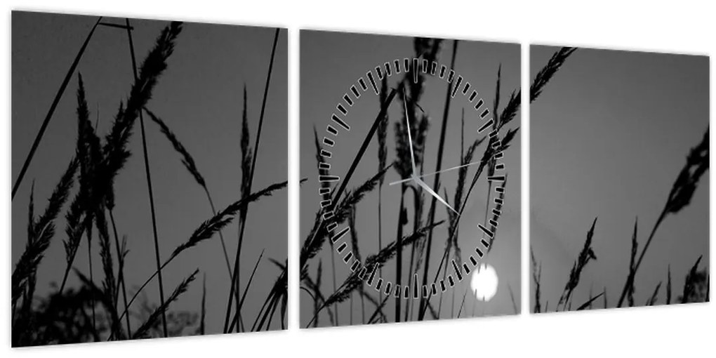 Kép - rét naplementével (órával) (90x30 cm)