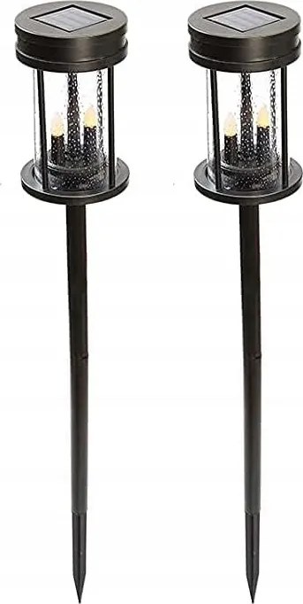 Napelemes cölöplámpa kültéri használatra, villogó gyertya 2db