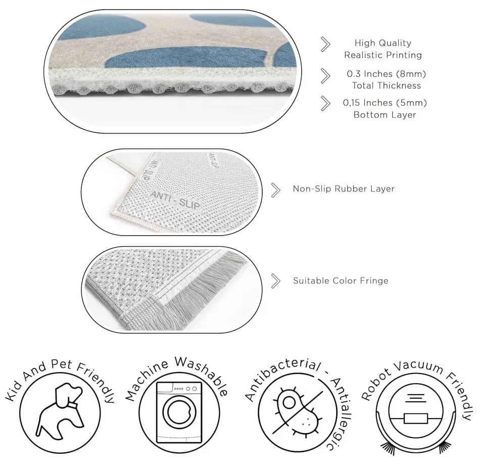 Kék mosható szőnyeg 60x100 cm Blue Meadow – Mila Home