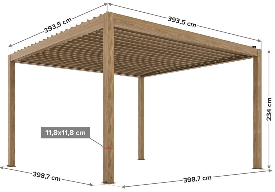 LUXE elektromos pergola 4x4m fa LED világítással