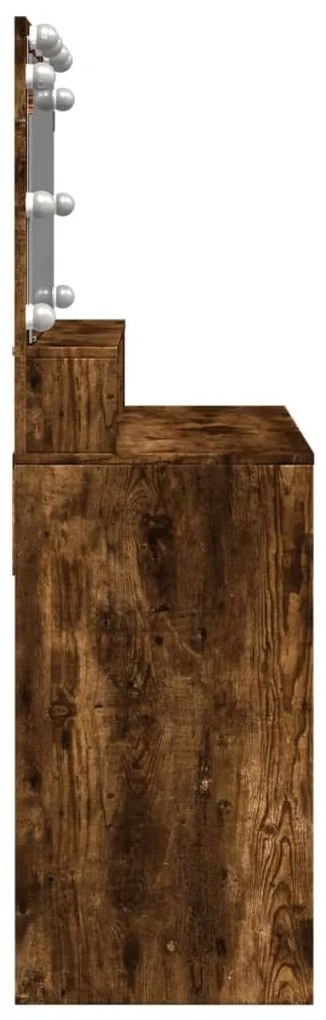 füstös tölgy színű fésülködőasztal LED-del 80 x 41 x 134,5 cm