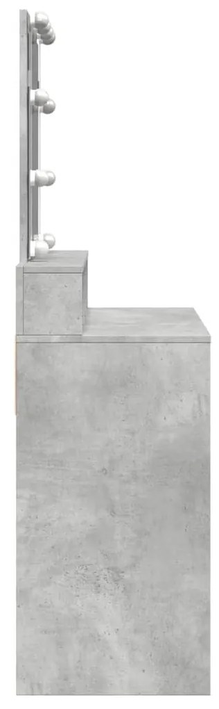 betonszürke fésülködőasztal LED-del 80 x 41 x 144,5 cm
