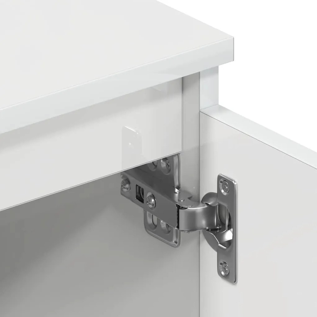 magasfényű fehér szerelt fa TV-szekrény 140 x 40 x 35,5 cm