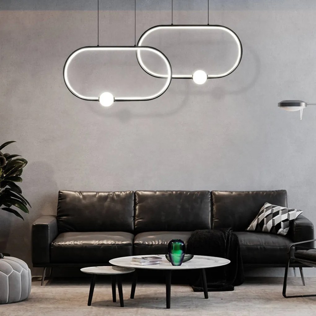 DOMENOLED 595 Modern Led Függesztett Lámpa Fehér, Fekete LED IP20