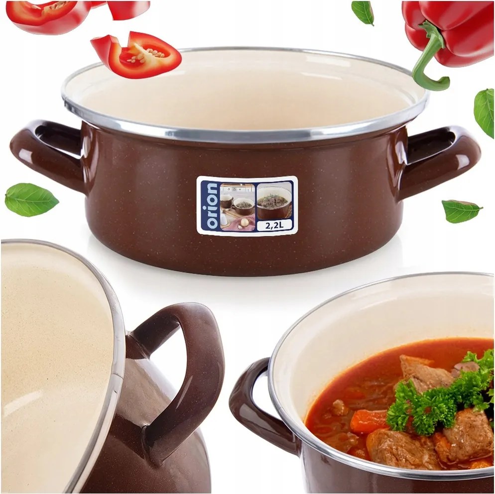 Zománcozott fazék hagyományos indukciós gáz főzőlaphoz 20 cm 2,2L Orion