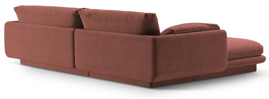 Rózsaszín bársony sarokkanapé (jobb oldali-heverő résszel) Torino – Micadoni