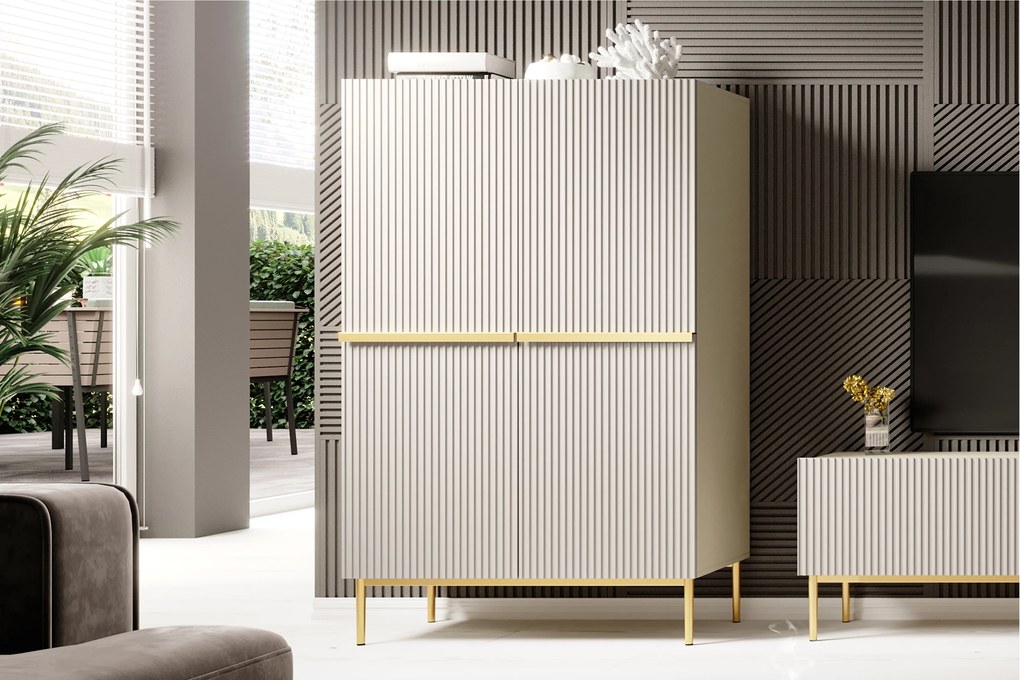 Nicole magas komód 100 cm – kasmír / arany lábak