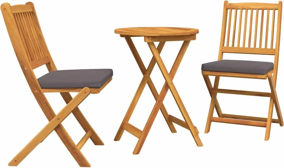 vidaXL Kert Bistro Készlet 3 pcs Barna Tömör Akácfa