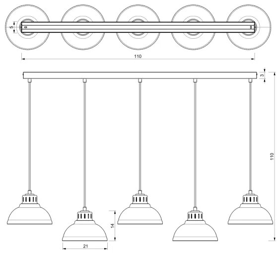 Csillár zsinóron SVEN 5xE27/15W/230V piros