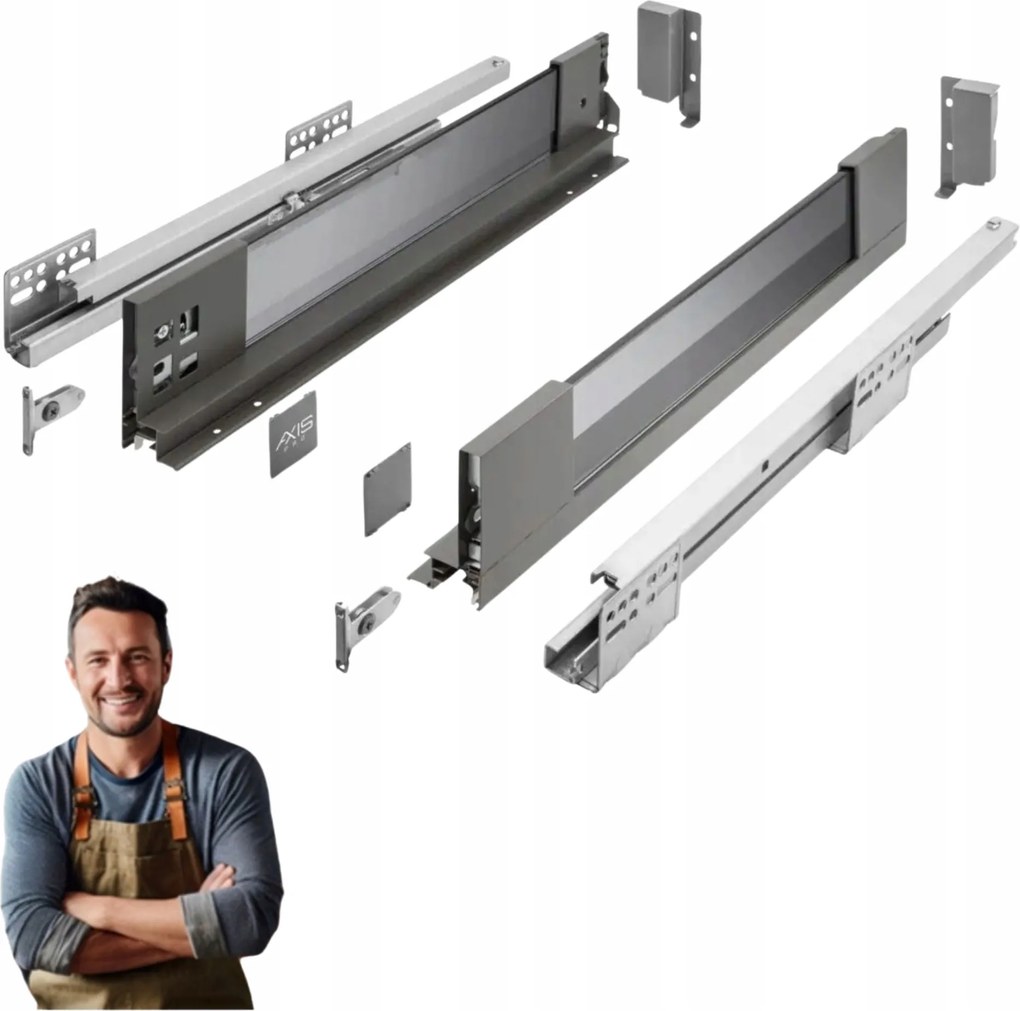 Fiók Gtv Axis Pro Glass 500 mm, alacsony H-86 oldal üveggel, antracit