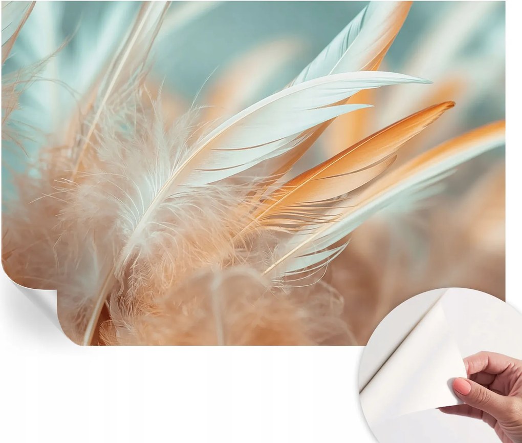 Öntapadós fotótapéta a konyhába Mosható Finom tollak 152x104 cm
