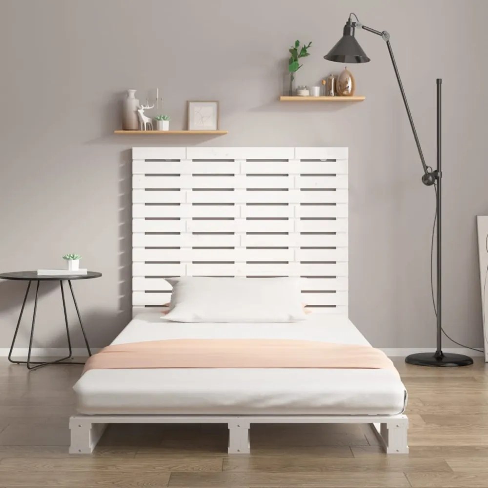 fehér tömör fenyőfa fali fejtámla 106 x 3 x 91,5 cm