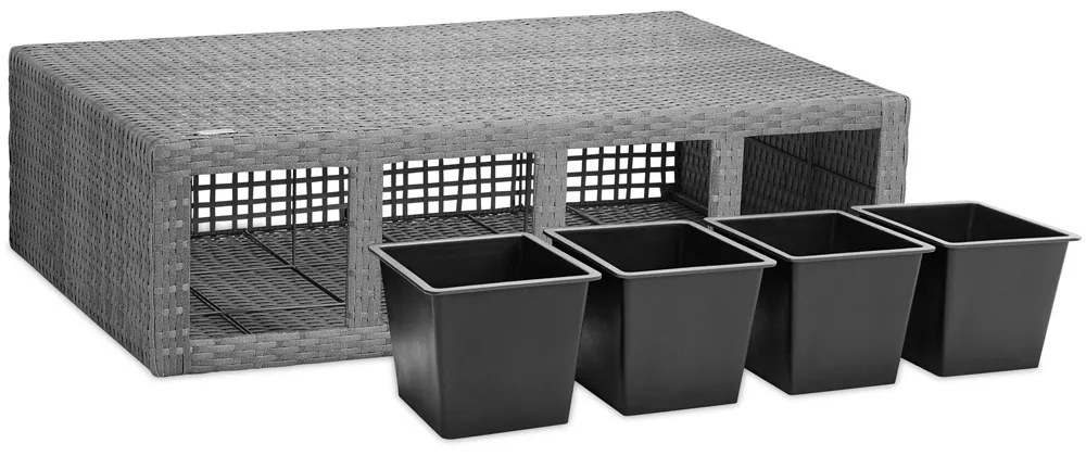 Casaria® Virágtartó 95x27x60 cm szürke - 4 edény