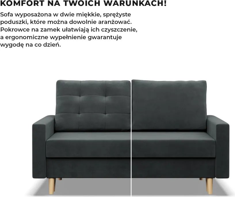 Etna kanapé, bársony, bonell töltet, szürke