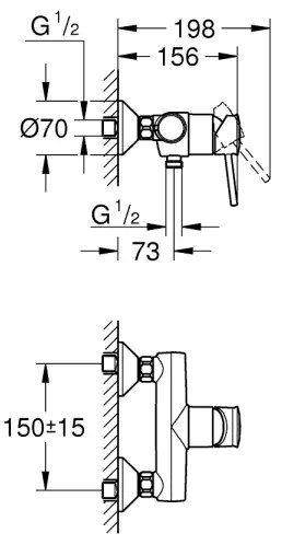 GROHE 23786000 - START CLASSIC 150 mm-es zuhanycsaptelep, fényes króm