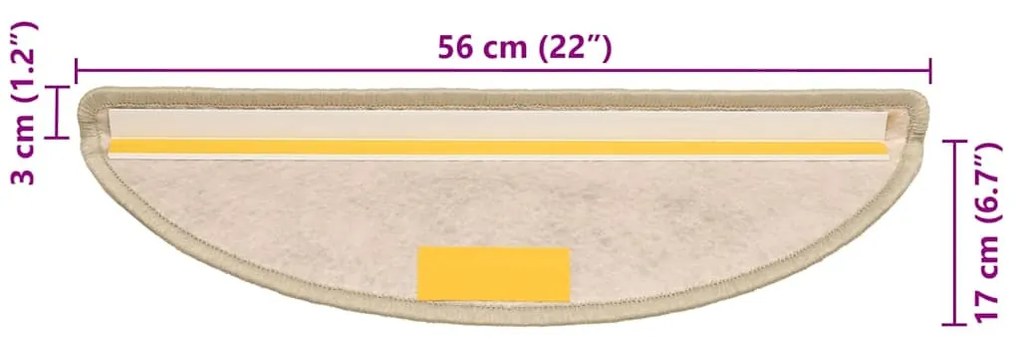15 db szizálhatású világoszöld öntapadó lépcsőszőnyeg 56x17x3cm