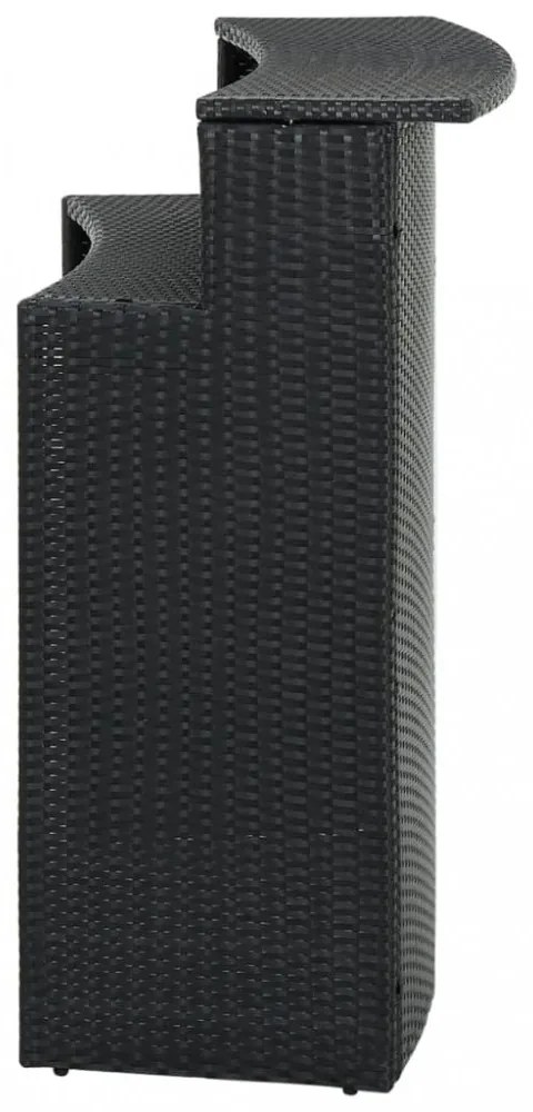 fekete polyrattan kerti bárasztal 120 x 55 x 110 cm