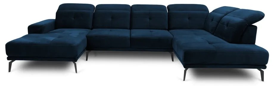 Kék bársony sarokkanapé (jobb oldali-U alakú) Bretan – ELTAP