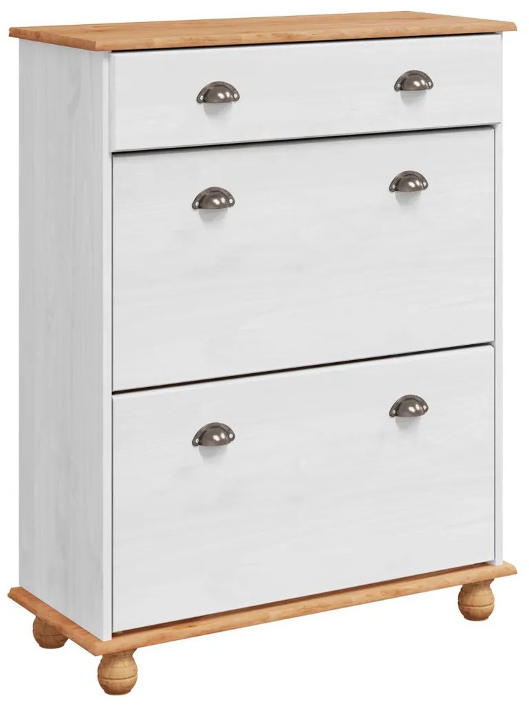cipőszekrény ASKIM Fehér 85x35x108 cm tömör fenyőből