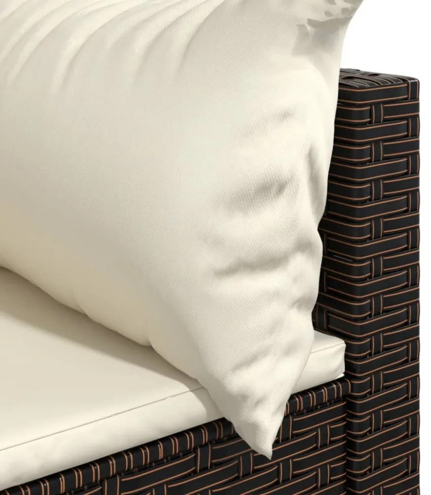 3 részes barna polyrattan kerti ülőgarnitúra párnával