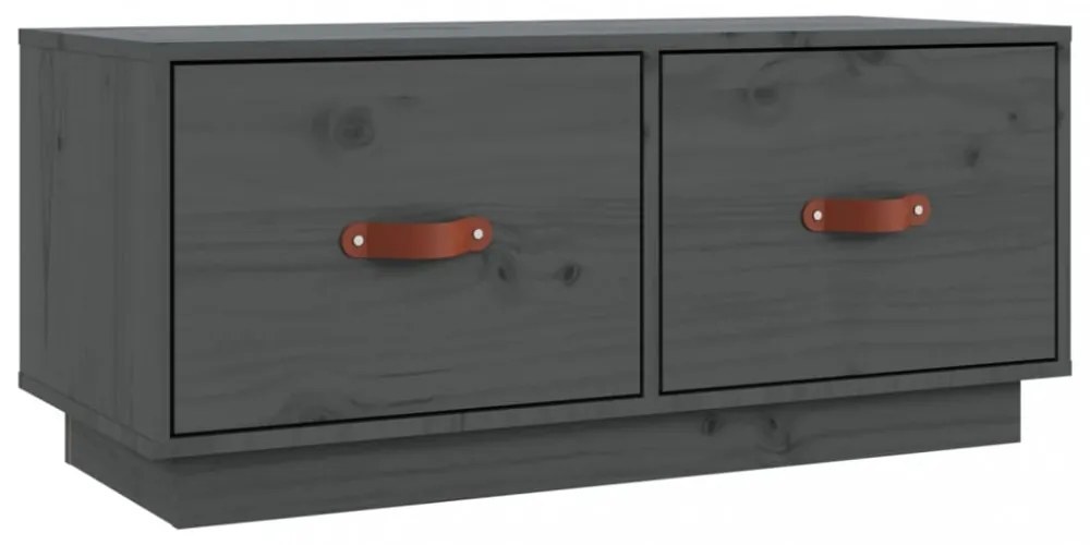 szürke tömör fenyőfa TV-szekrény 80 x 34 x 35 cm