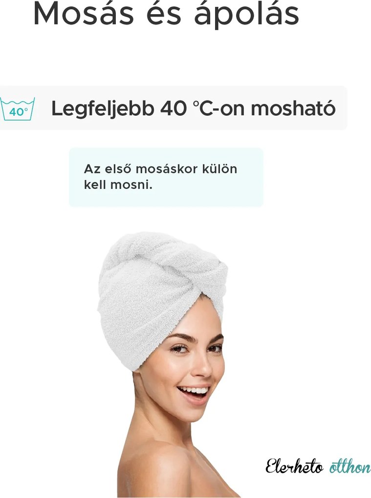 Gyorsan száradó türkiz frottír haj turbán, 100% pamut