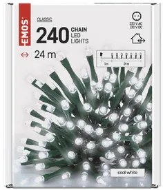 LED karácsonyi fényfüzér, 24 m, kültéri és beltéri, hideg fehér, időzítő