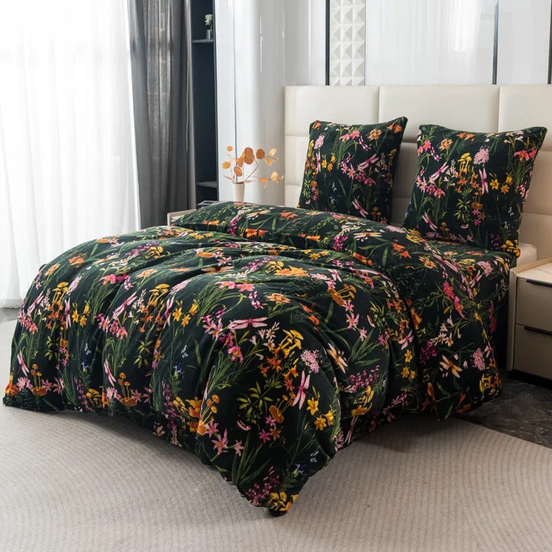 Mikroplüss ágyneműhuzat MYSTIC GARDEN sötétzöld Ágyneműhuzat mérete: 2 db 70 x 90 cm | 200 x 220 cm