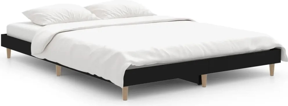 vidaXL fekete szerelt fa ágykeret 140x190 cm
