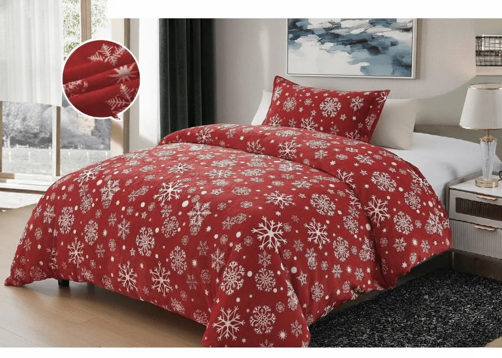 Mikroplüss ágyneműhuzat SNOWFALL VELVET piros Ágyneműhuzat mérete: 70 x 90 cm | 140 x 200 cm