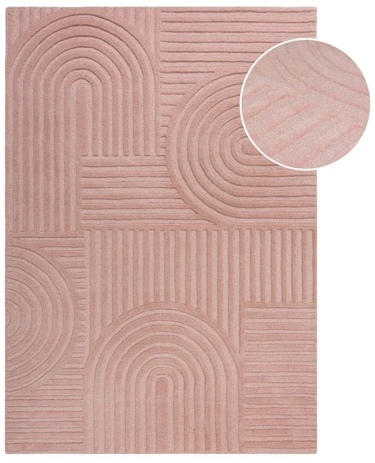 Zen Garden rózsaszín gyapjú szőnyeg, 160 x 230 cm - Flair Rugs