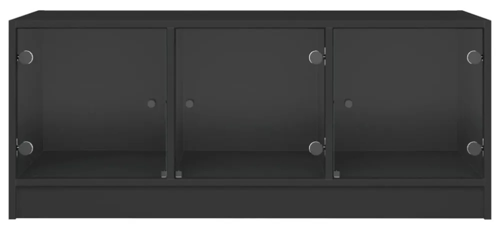 fekete dohányzóasztal üvegajtókkal 102 x 50 x 42 cm