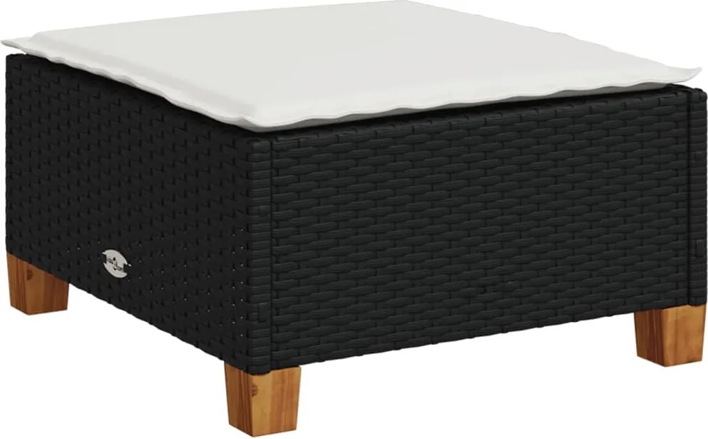 vidaXL fekete polyrattan kerti szék párnával 63,5 x 56 x 32 cm
