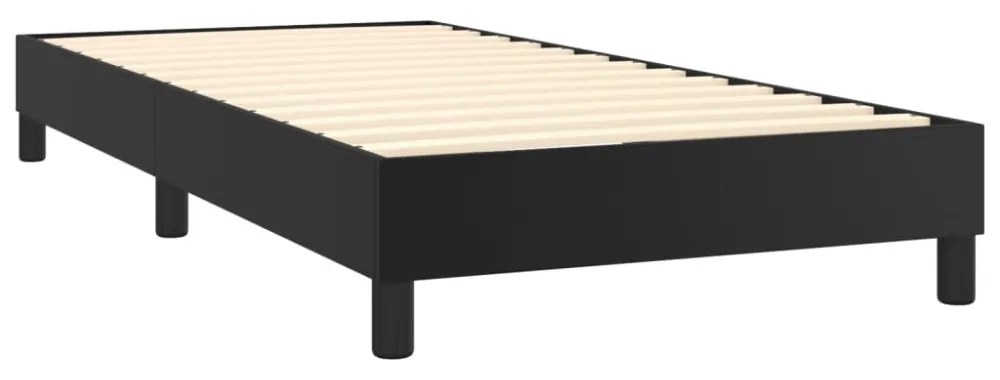 fekete műbőr rugós ágy matraccal és LED-del 100x200 cm