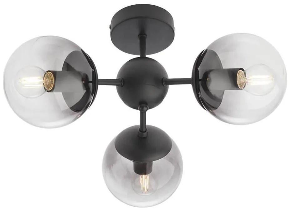 Redo 01-2176 - Rudas csillár SEMIA 3xE14/28W/230V fekete/füstszínű