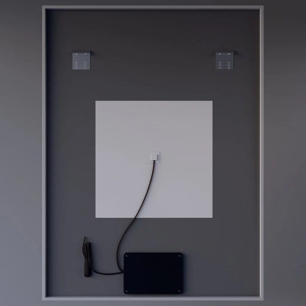 Álló fürdőszobai LED tükör 75x100cm | Páramentesítő funkció - Óra - Fényerő és színhőmérséklet szabályozás | Welland Luxury-Line G772