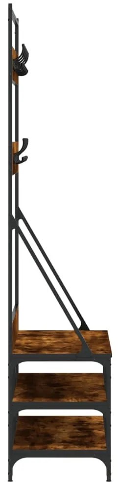 vidaXL füstös tölgy színű ruhafogas cipőpolccal 100x40x184 cm