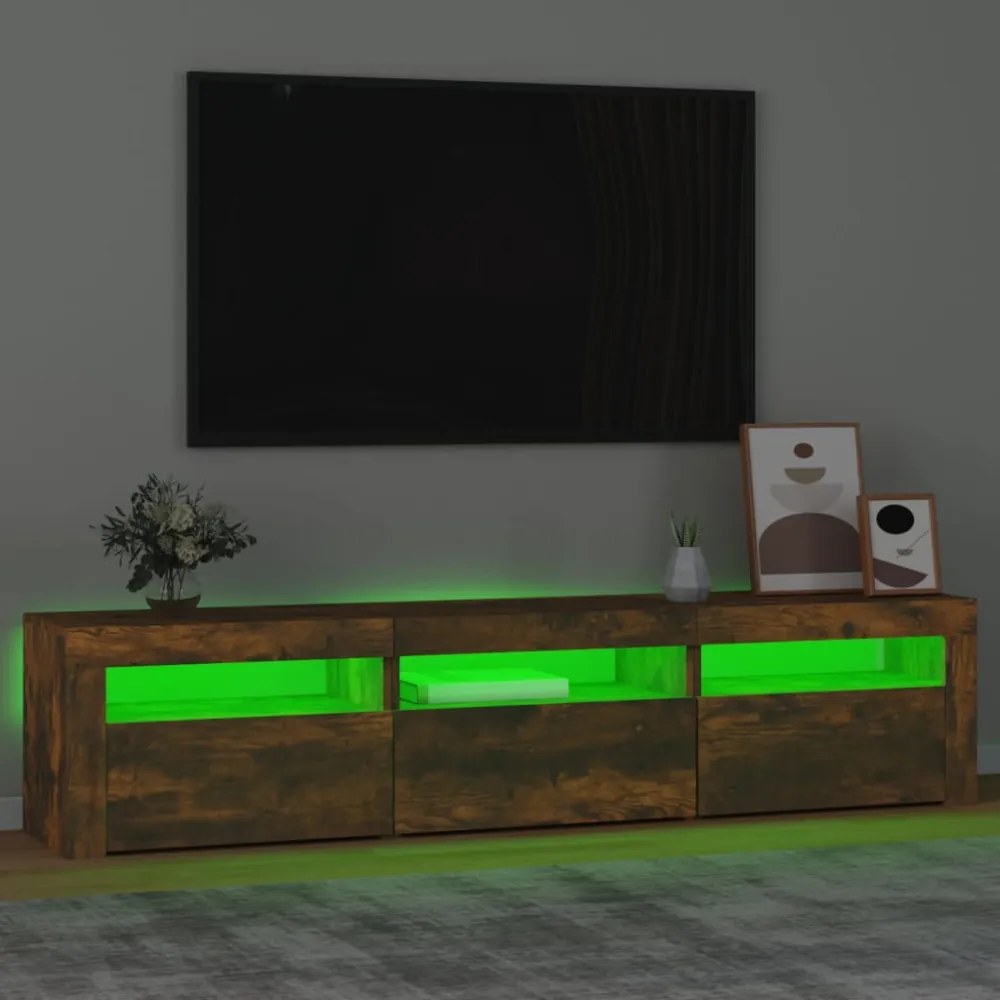 füstös tölgy színű TV-szekrény LED-világítással 180x35x40 cm