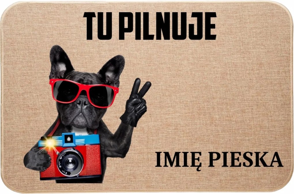 Lenvászon Bejárati Lábtörlő Francia Bulldog Tökéletes Ajándék