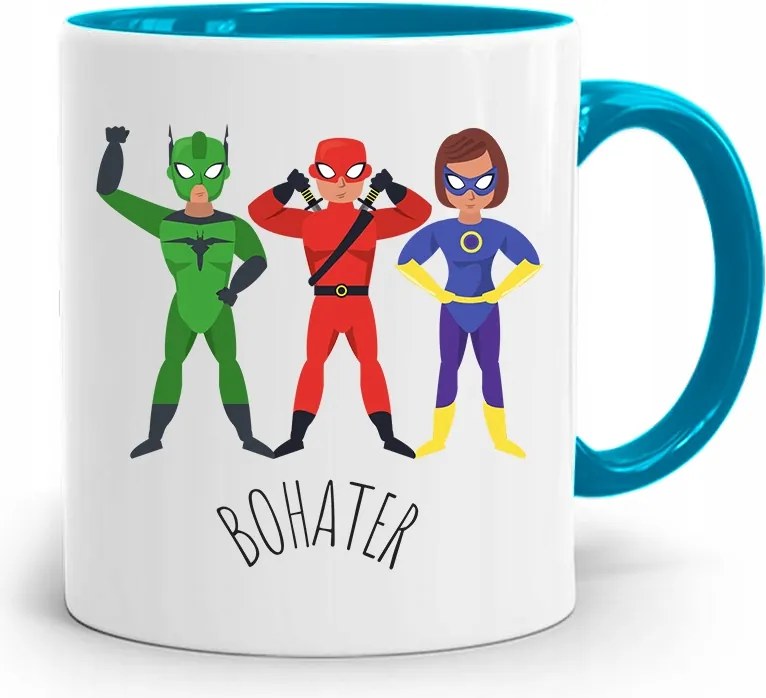 Kék Bögre Gyerekeknek Szuperhős +név nyomott mintával