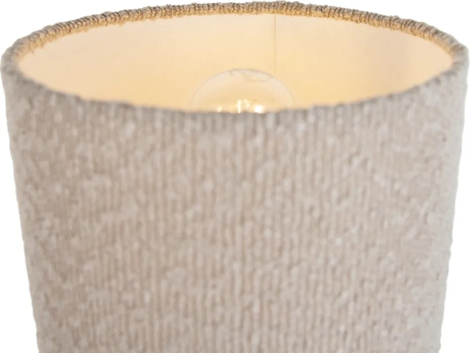 Wandlamp zwart met flexarm en kap beige van teddy stof 18cm - Brescia Combi