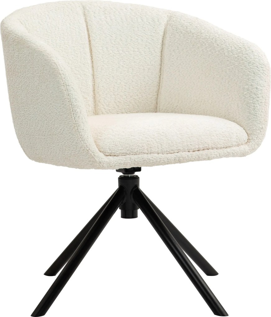 HOMCOM Karfás Fotele, Vászon Hatású, Forgós Étkezőszék, Fém Lábas Forgós Szék, Konyhai Szék, Nappaliba, Konyhába, Hálószobába, Elefántcsont | Aosom