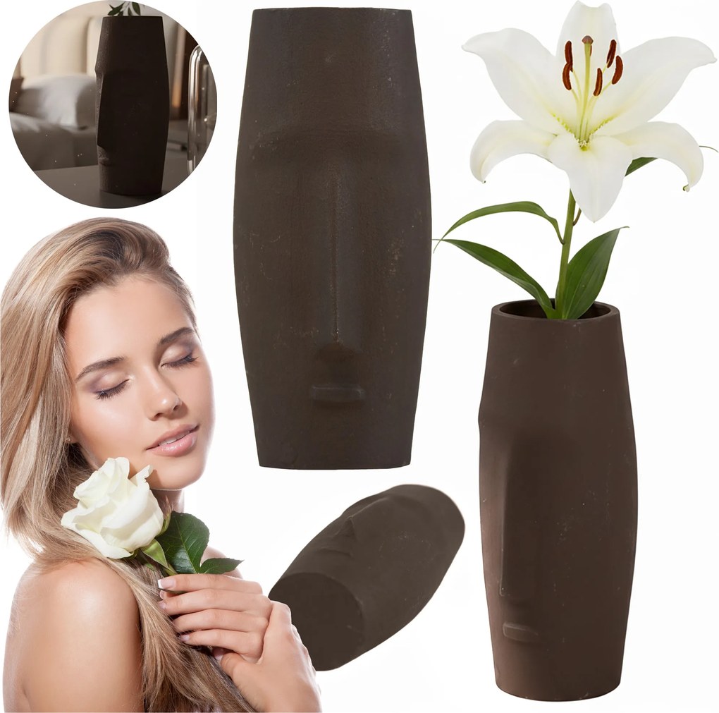 Alumínium Váza Díszített Dekoratív Virágos Váza Arc 8X20 CM