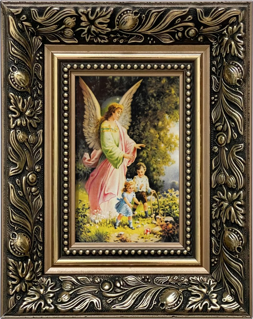 Vászonkép 25x20 Őrangyal Arany Angyal Díszített Fa Keret