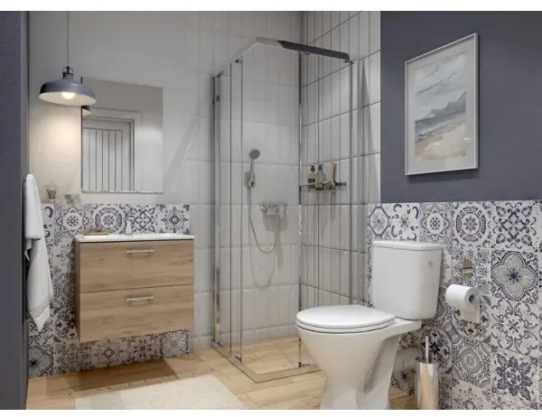 Cersanit S801-539 - NIKO falra szerelhető fürdőszobaszekrény mosdóval 80x45 cm, dió