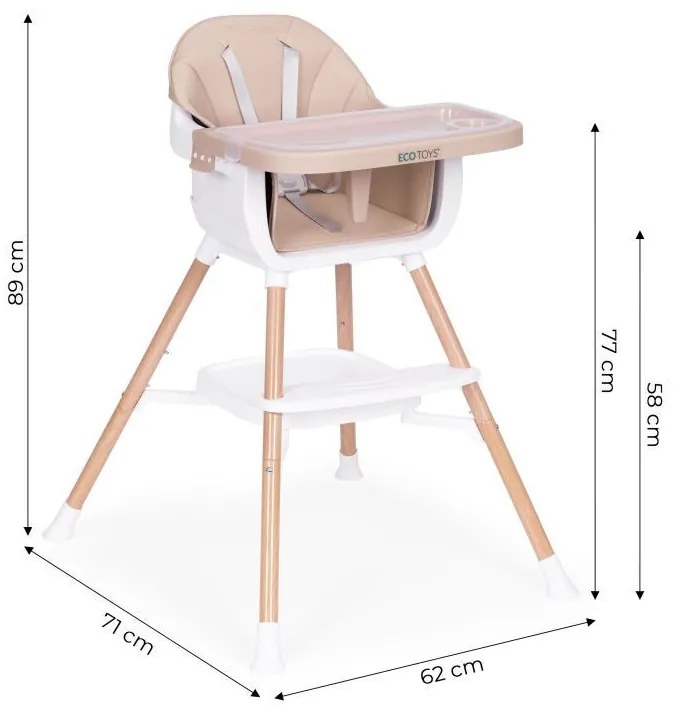 Gyerek etetőszék 2 az 1-ben bézs