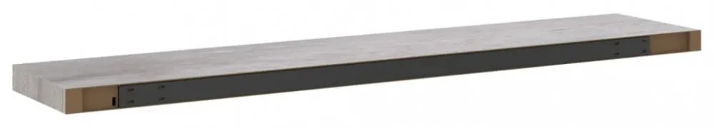 betonszürke MDF lebegő fali polc 120 x 23,5 x 3,8 cm