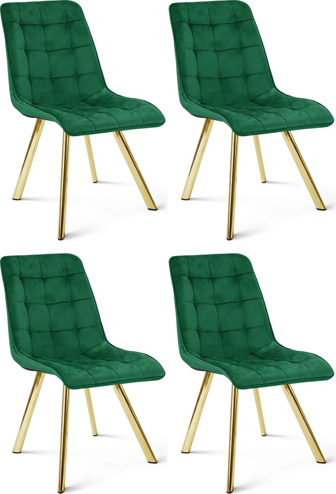 Étkezőszék CIEZA VELVET arany lábakkal, zöld