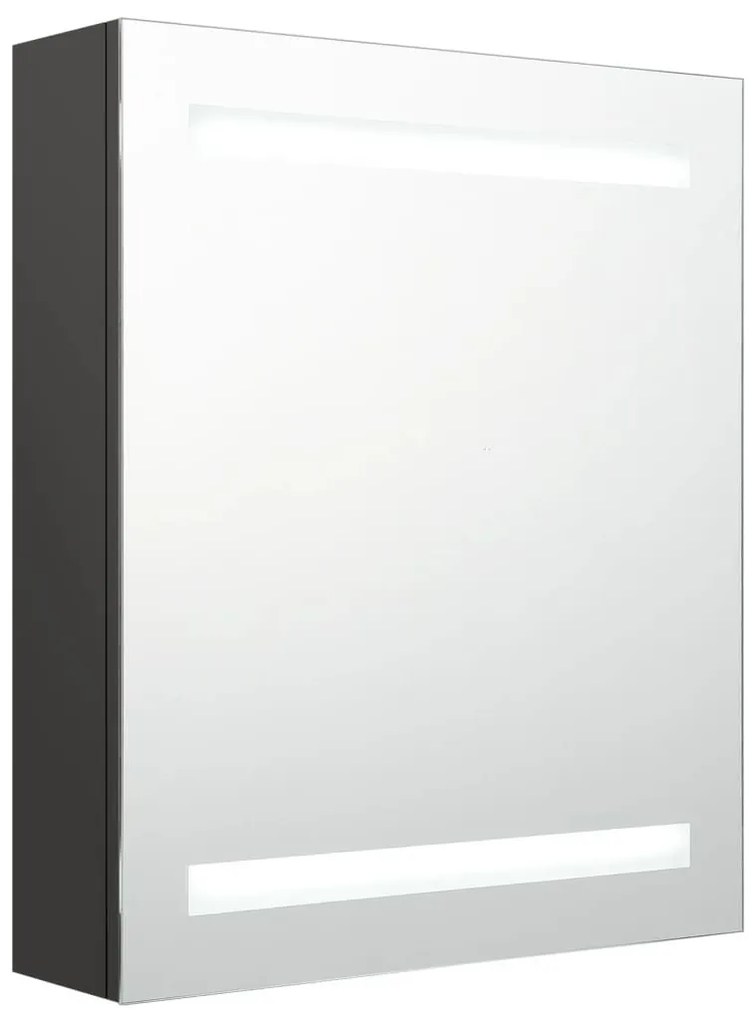 antracitszürke LED-es tükrös fürdőszobaszekrény 50 x 14 x 60 cm